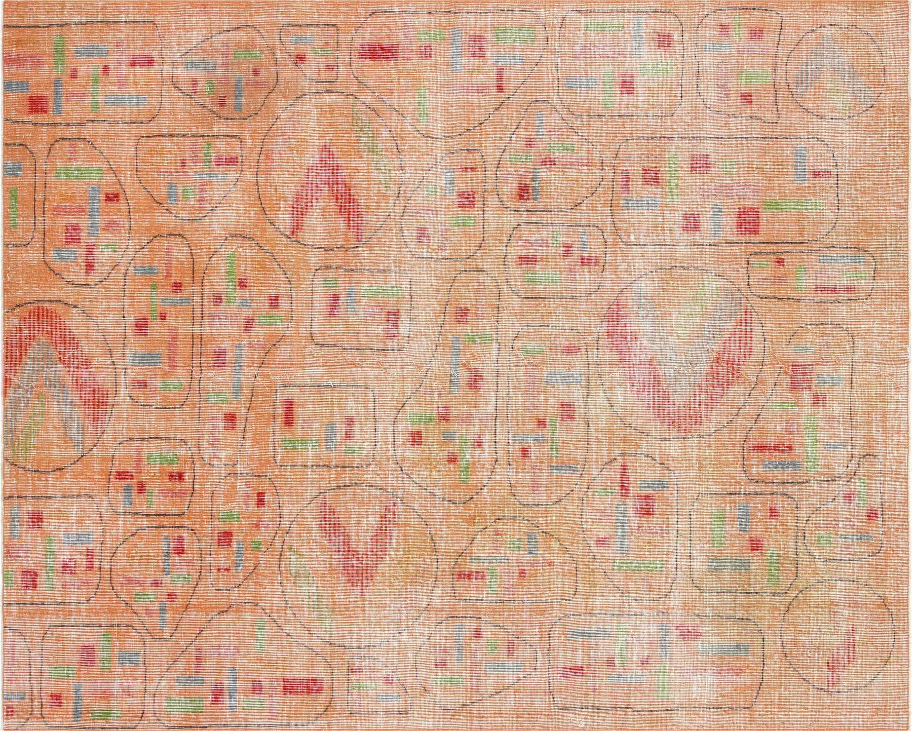 Vintage Turkish Mid-Century-Modern Rug - 6'8" x 8'3"