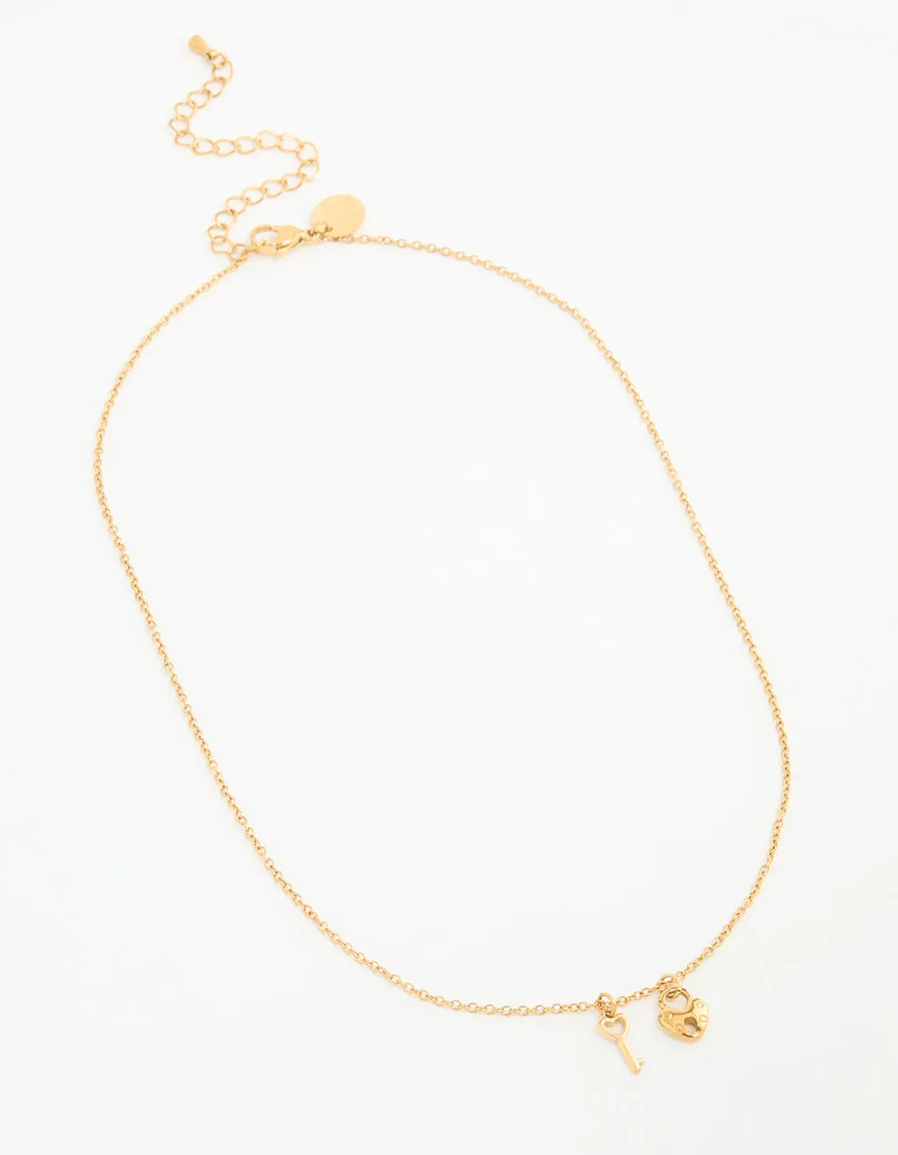 Waterproof Gold Plated Stainless Steel Heart Key Necklace