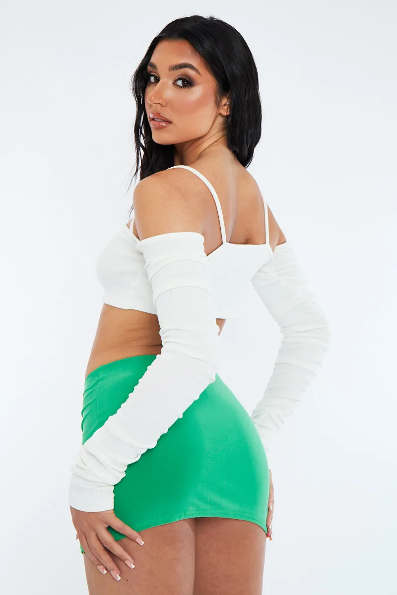White Rib Square Strap Front Crop Top - Addison