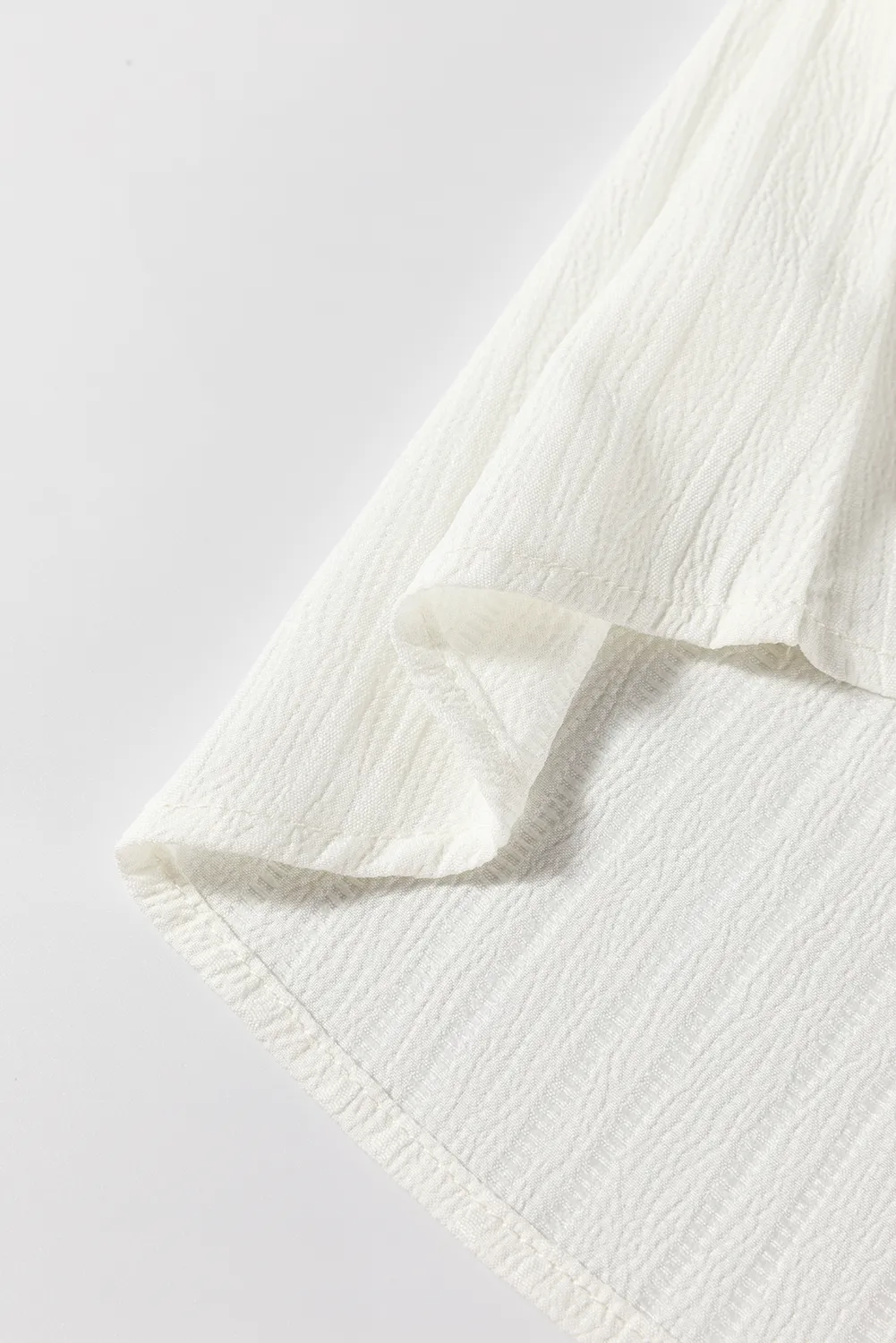 White Textured Colorblock V Neck Elegant Blouse