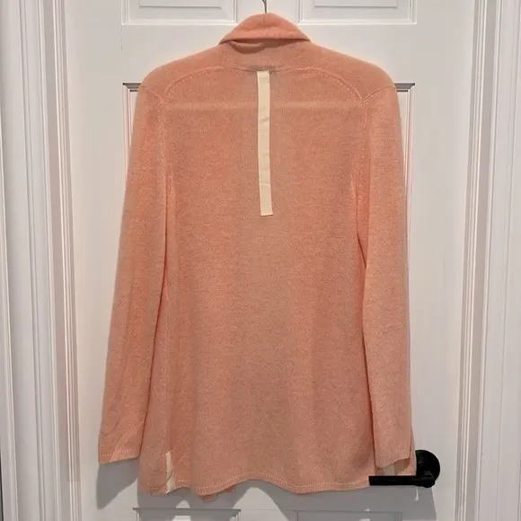 White   Warren Cashmere Trapeze Cardigan Peach Small Long Open Front Cardi