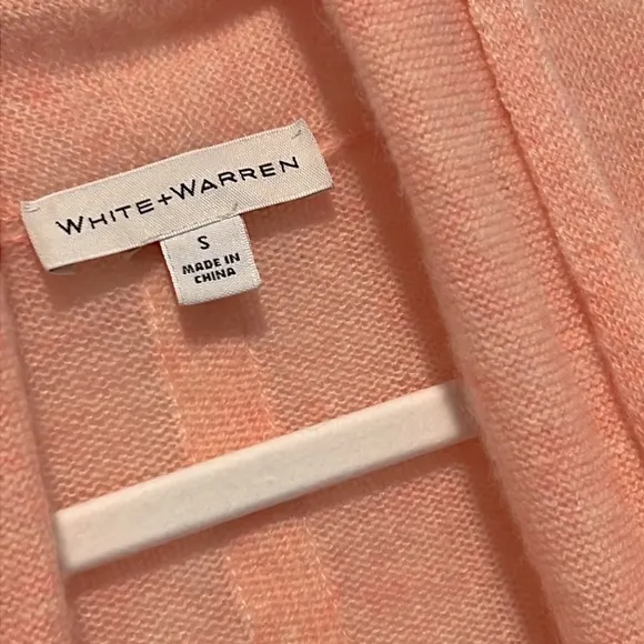 White   Warren Cashmere Trapeze Cardigan Peach Small Long Open Front Cardi