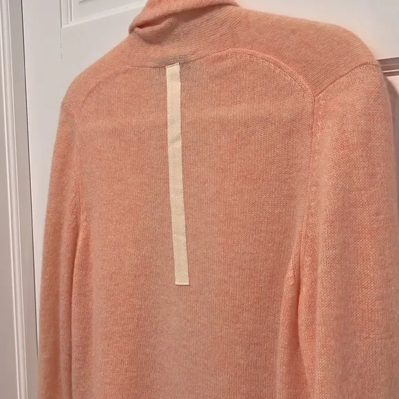 White   Warren Cashmere Trapeze Cardigan Peach Small Long Open Front Cardi