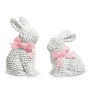 White Woven Bunnies w/Bows