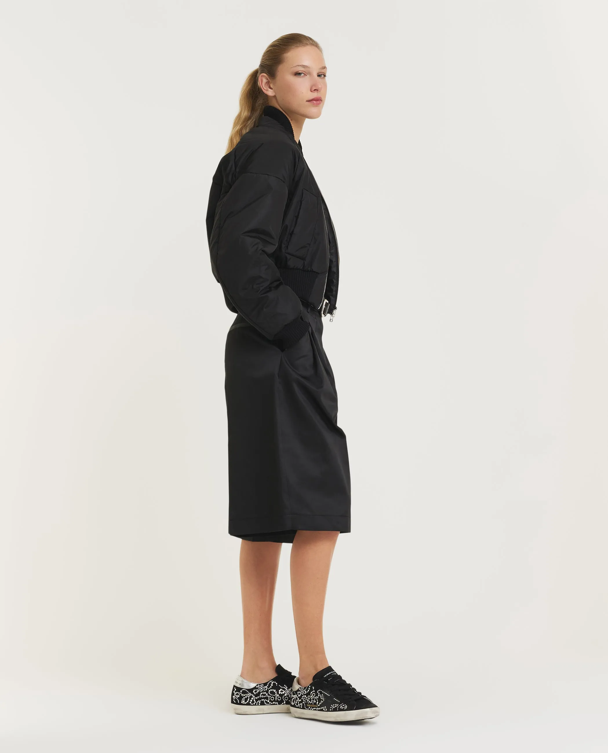 Wijde wollen broek - Zwart