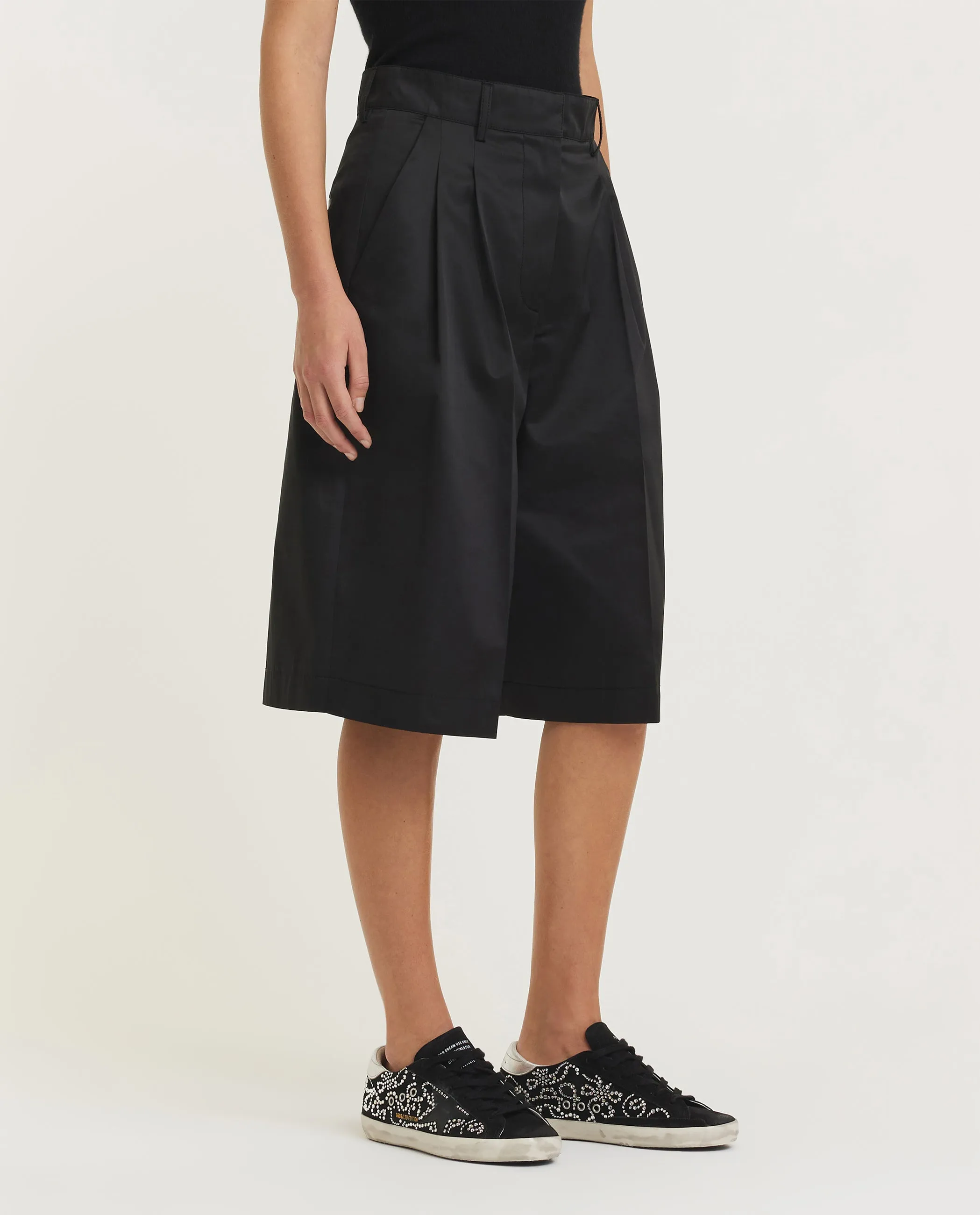 Wijde wollen broek - Zwart