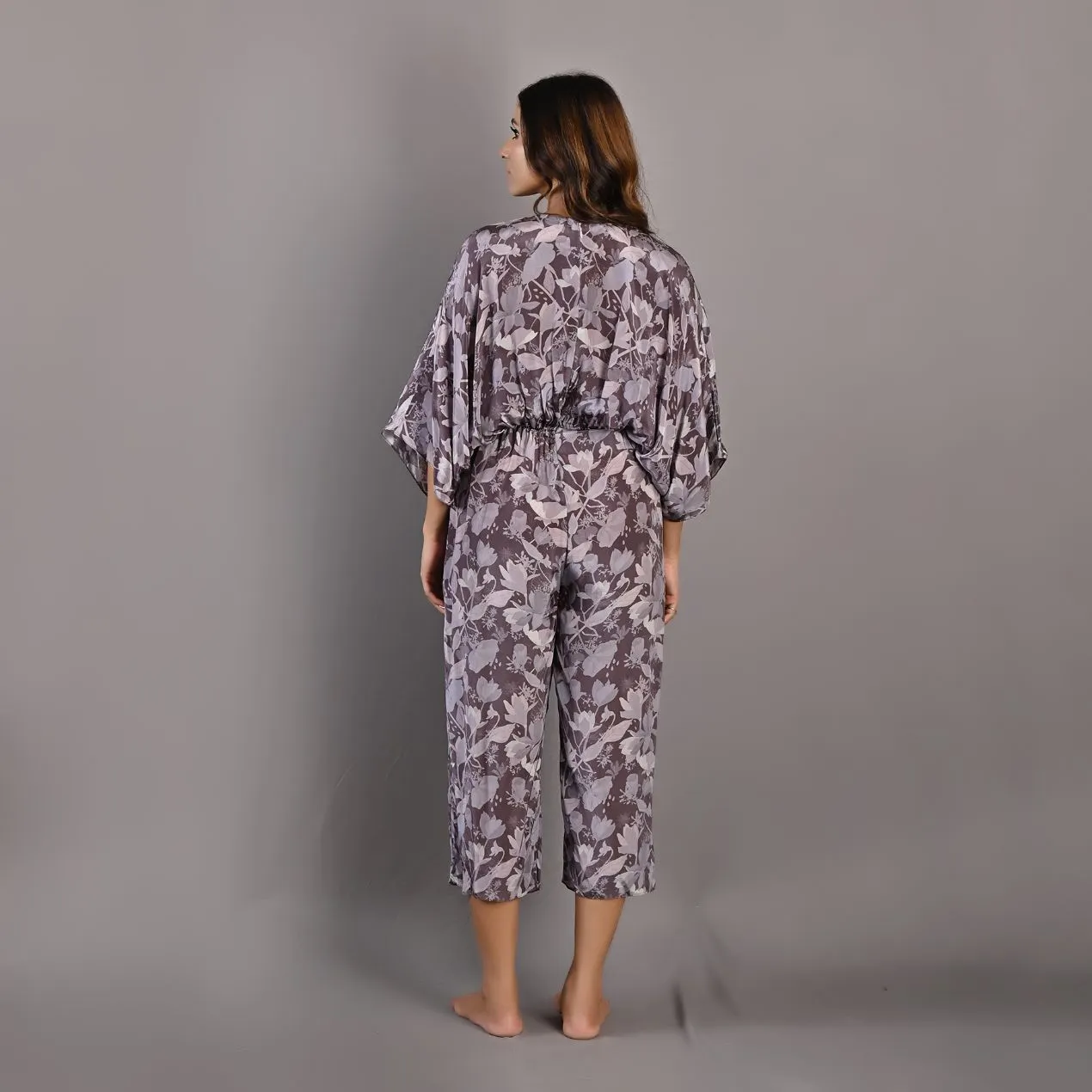Winika- Mauve Floral Printed Jumpsuit with Embroidered Neckline
