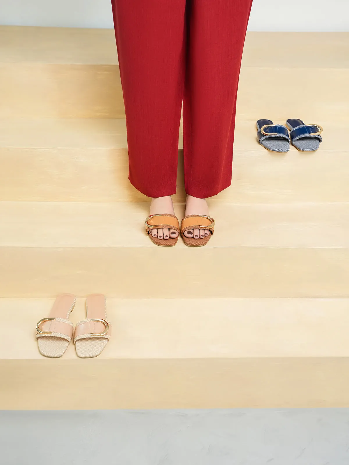 Women "MATTEO" Buckled Detailing Slippers