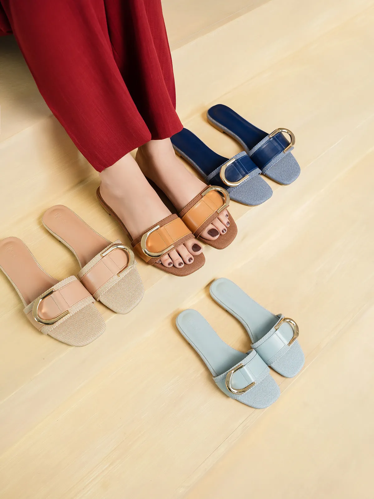 Women "MATTEO" Buckled Detailing Slippers
