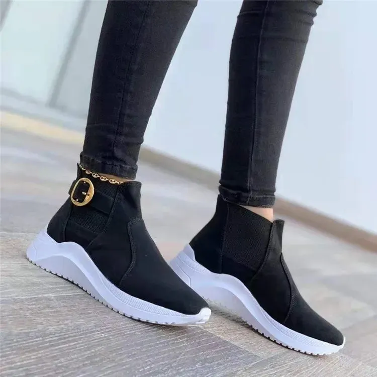 Women's Elegant Slip-On Smart Trainers with Ankle Buckle | Perfect for Everyday Wear