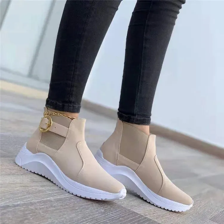Women's Elegant Slip-On Smart Trainers with Ankle Buckle | Perfect for Everyday Wear