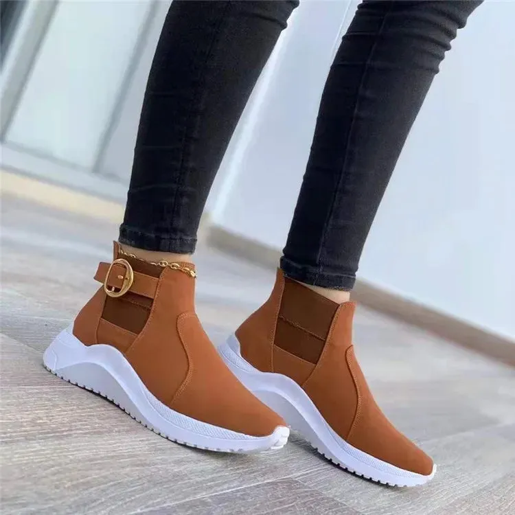 Women's Elegant Slip-On Smart Trainers with Ankle Buckle | Perfect for Everyday Wear