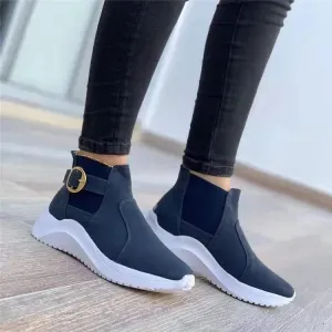 Women's Elegant Slip-On Smart Trainers with Ankle Buckle | Perfect for Everyday Wear