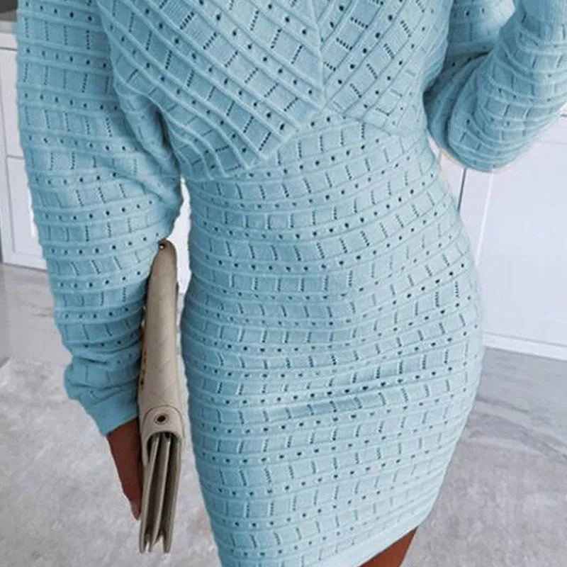 💕Women's V-Neck Long Sleeves Knitted Dress