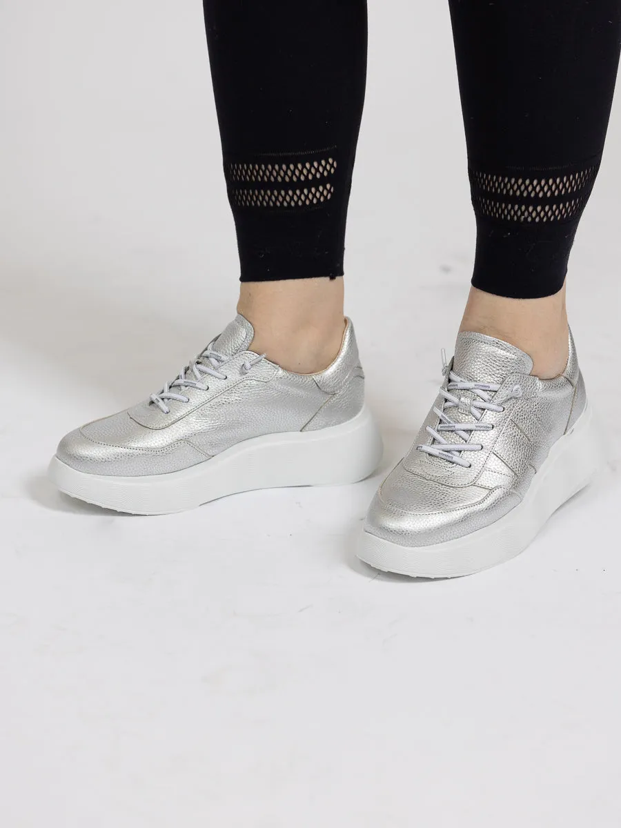 Wonders Sølv sneaker med hvit såle