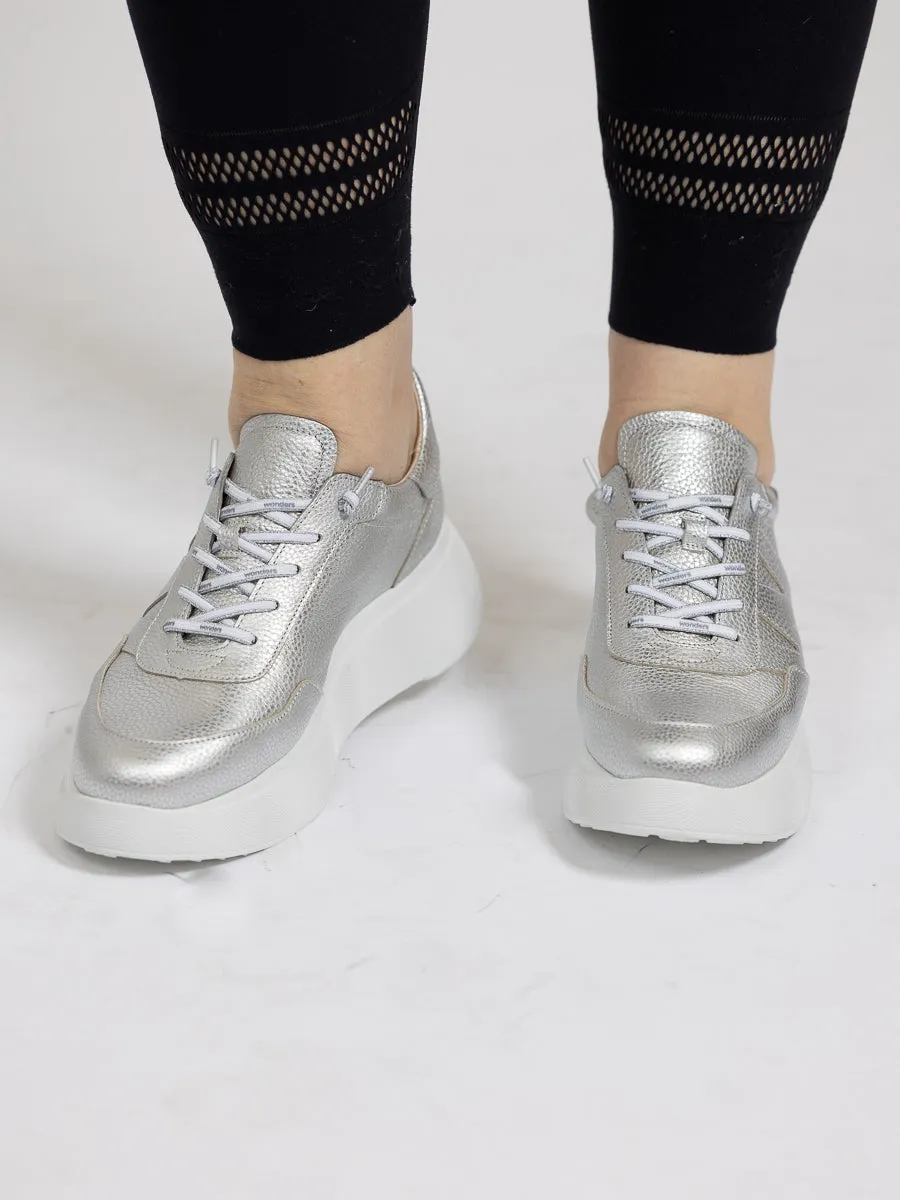 Wonders Sølv sneaker med hvit såle