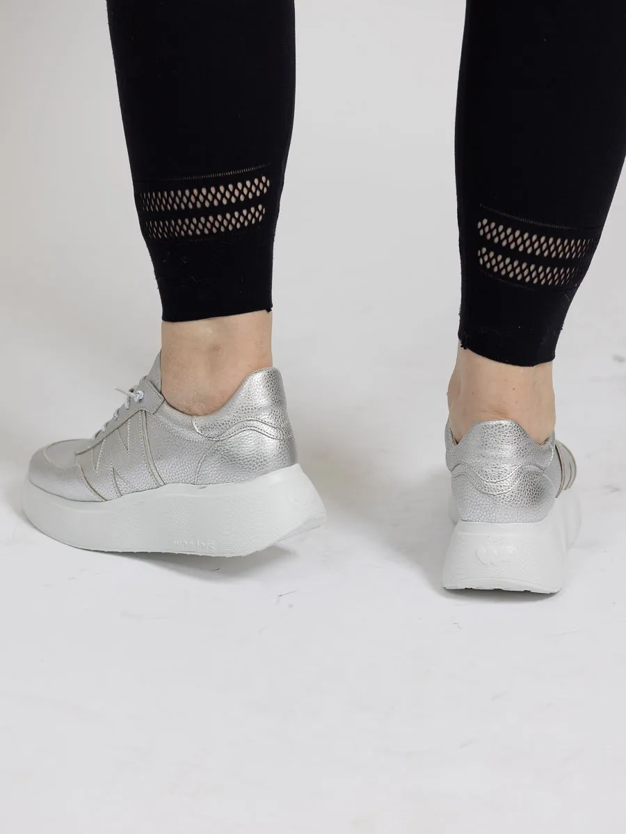 Wonders Sølv sneaker med hvit såle