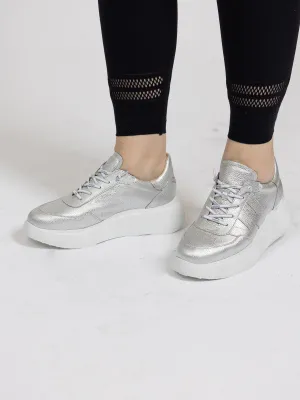 Wonders Sølv sneaker med hvit såle