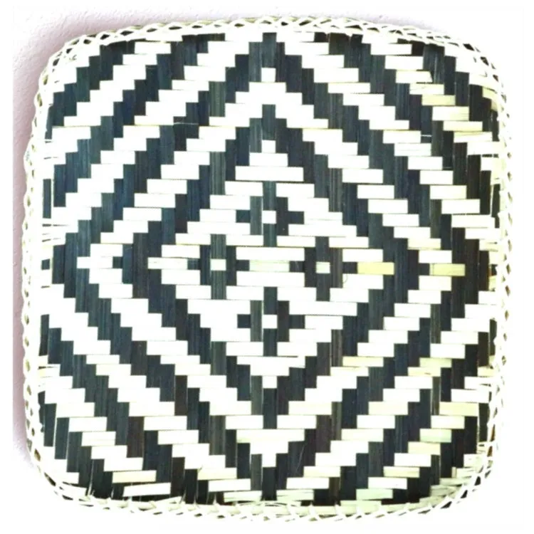 Woven Bamboo Basket - Square Black