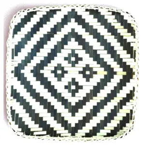 Woven Bamboo Basket - Square Black