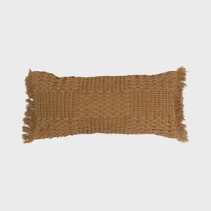 WOVEN COTTON LUMBAR PILLOW WITH FRINGE