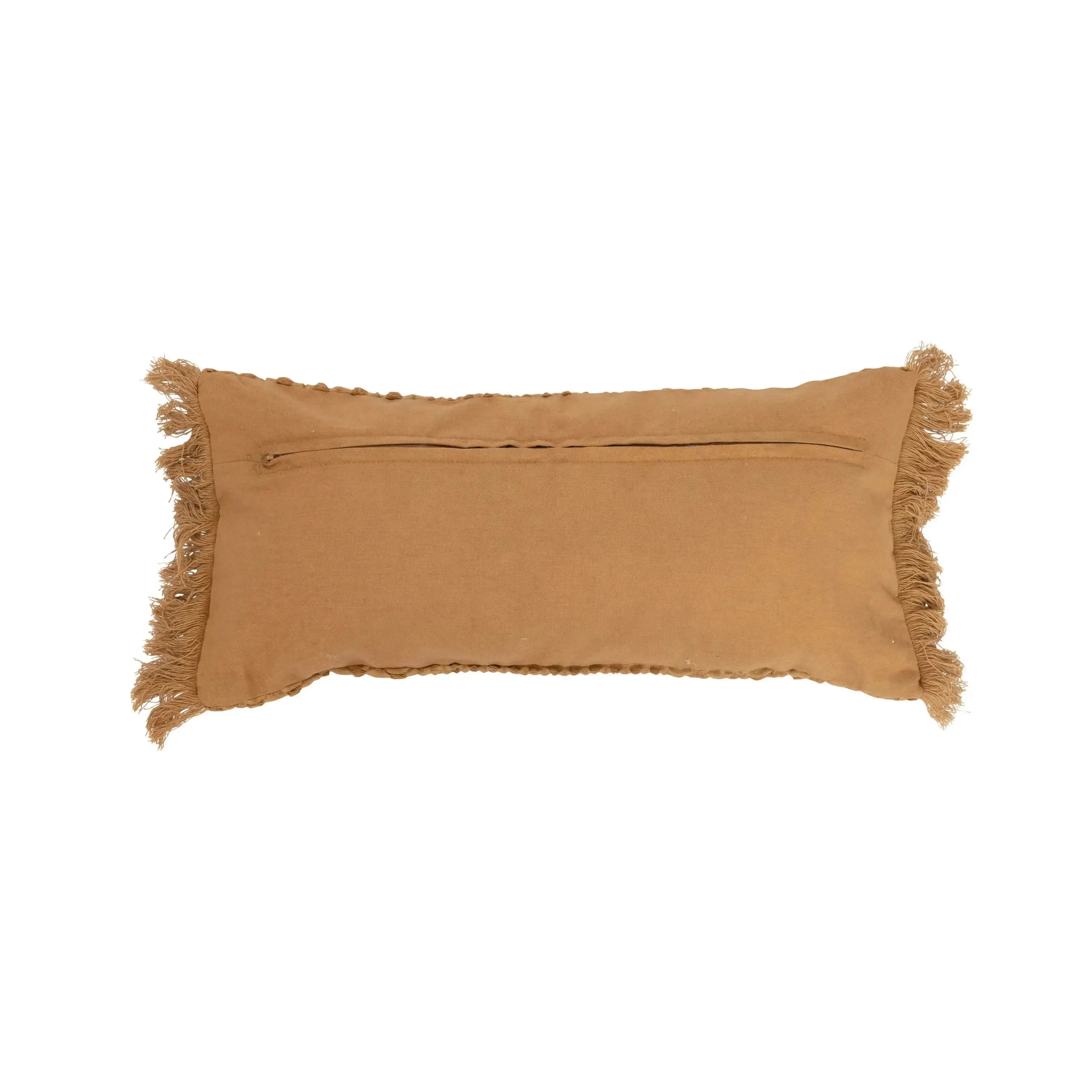 WOVEN COTTON LUMBAR PILLOW WITH FRINGE